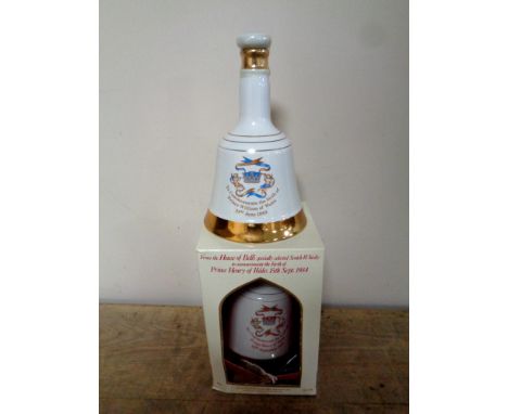 A Bell's Scotch Whisky decanter by Wade to commemorate The Birth of Prince Henry of Wales 1984, 50cl, sealed in presentation 
