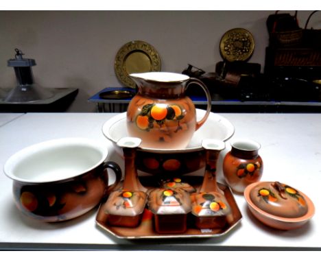 A 12 piece Wilkinson Limited Staffordshire fruit patterned wash and trinket set  