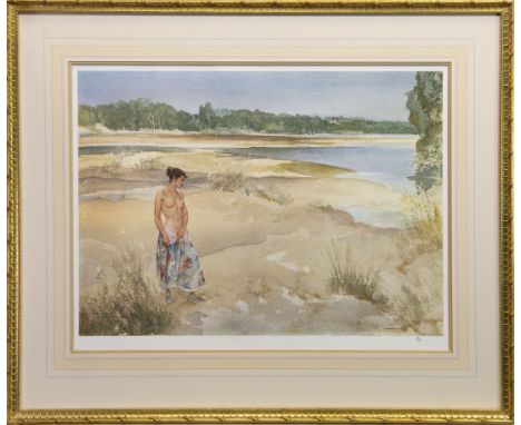 * SIR WILLIAM RUSSELL FLINT RA PRSW (SCOTTISH 1880 - 1969), SHORESIDE STROLL print on paper, numbered 70/850 50cm x 70cm Moun