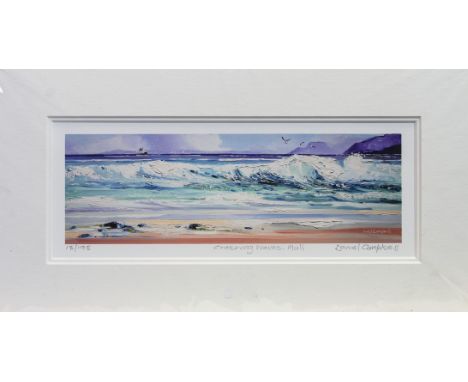 DANIEL CAMPBELL, WAVES CRASHING, MULL giclee print on paper, signed, titled and numbered 18/195 29cm x 13cm Mounted and unfra