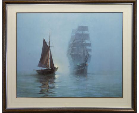 AFTER MONTAGUE DAWSON RMSA FRSA (BRITISH 1895 - 1973), NIGHT MISTS print on paper 60cm x 75cm Mounted, framed and under glass