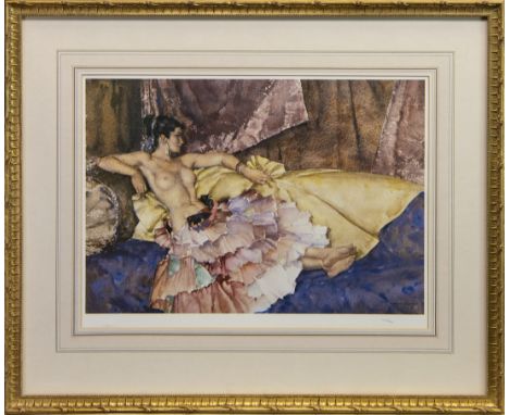 * SIR WILLIAM RUSSELL FLINT RA PRSW (SCOTTISH 1880 - 1969), LOUNGING print on paper, numbered 442/850 34cm x 50cm Mounted, fr