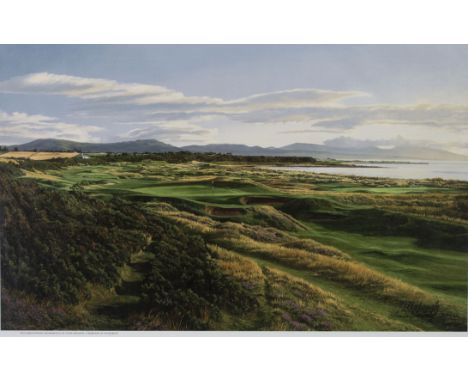 LINDA HARTOUGH (SCOTTISH CONTEMPORARY), ROYAL DORNOCH, 17TH HOLE print on canvas board, signed and numbered 106/305 53cm x 91
