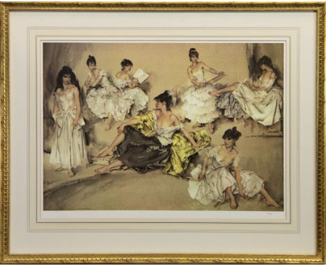 * SIR WILLIAM RUSSELL FLINT RA PRSW (SCOTTISH 1880 - 1969), BEHIND THE SCENES print on paper, numbered 777/850 50cm x 70cm Mo
