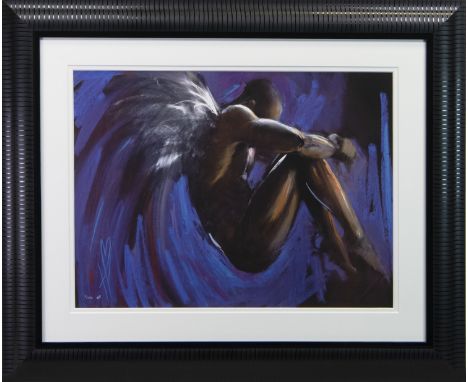 SCOTTISH CONTEMPORARY, FALLING ANGEL limited edition print, monogrammed and numbered 11/195 53cm x 71cm Mounted, framed and u
