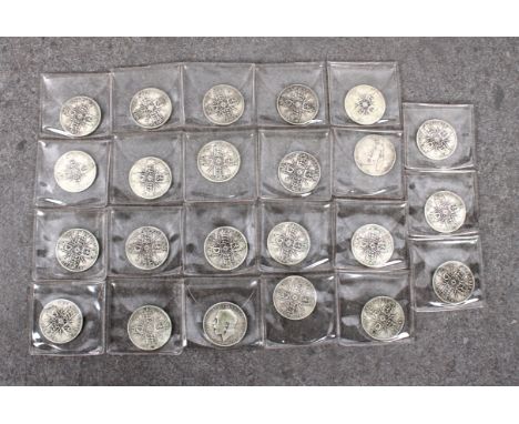 A collection of twenty three (23) silver first quarter 20th century (before 1919), Two Shillings (One Florin) coins 92.5% Ag 