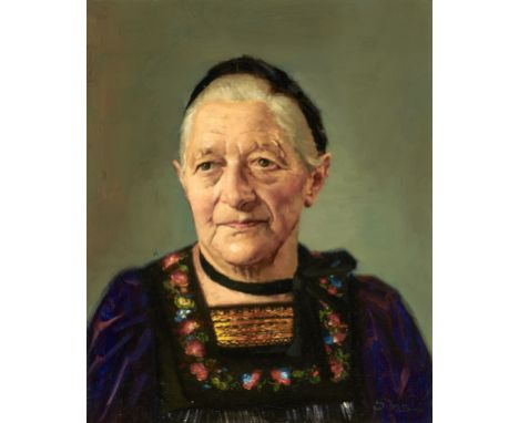 Hans Strobl. 1913 Bezau - 1974 Schwarzach/Vorarlberg. Gehörte zu den großen Vorarlberger Malern. Sign. Portrait einer Bregenz