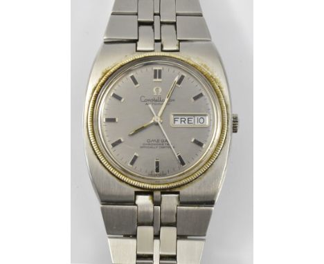 Omega Herrenarmbanduhr.  Stahlgehäuse, Zifferblatt bez.:'Constellation-Automatic, Chronometer-Officially Certified'. Schmale 