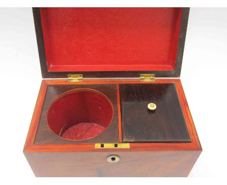 A 19th Century rosewood tea caddy, domed top with fitted interior
