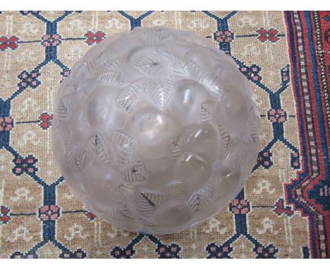 An R. Lalique, France opalescent glass 'Lausanne' pattern Plafonnier ceiling lamp shade, 38cm diameter