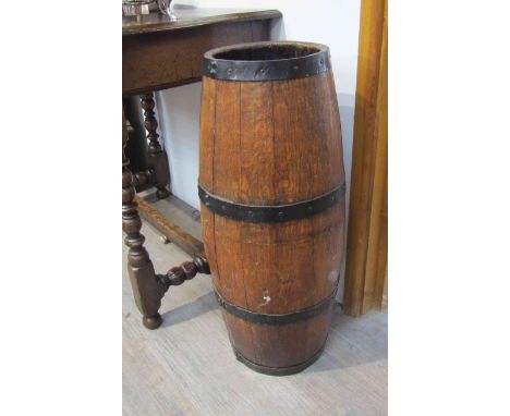 A coopered barrel/stick stand, 70cm tall