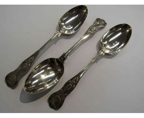 Three William Hutton &amp; Sons Ltd silver serving spoons, King's pattern, London 1898, 306g