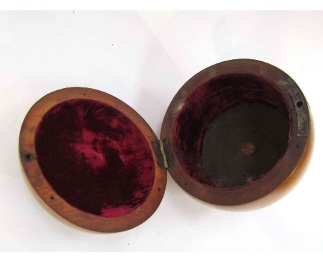 A 19th Century fruitwood apple form tea caddy, 12.5cm tall approx