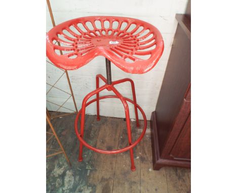 Red cast iron tractor seat stool 