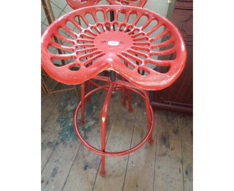 Red cast iron tractor seat stool 