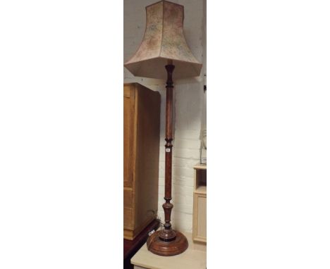 Painted wood effect standard lamp with shade 