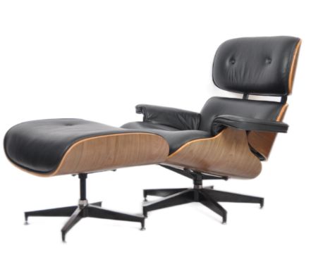 After Charles &amp; Ray Eames - Herman Miller - Lounge Chair - A Contemporary Eames style retro vintage large swivel accent /