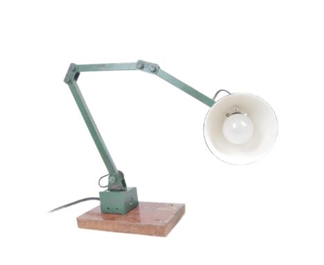 Memlite - an original&nbsp;1950s industrial factory work mountable desk / machinist's lamp light, with moveable shaped wide c