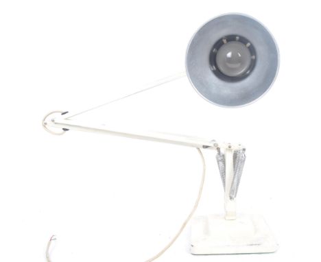 Herbert Terry - 1950s/1960s anglepoise table lamp / bedside lamp,&nbsp;having a cream aluminium conical shade with cooling ho