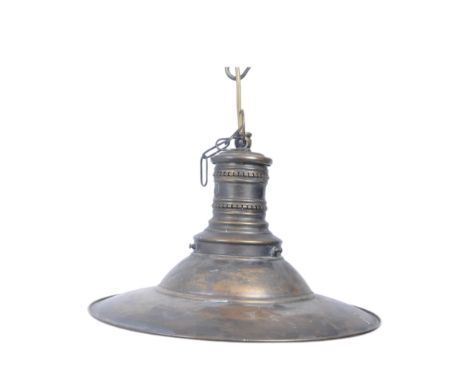 A retro vintage 20th century LB &amp; SCR (London, Brighton &amp; South Coast Railway) brass railway industrial ceiling light