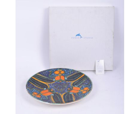 Tony Morris for Poole Pottery - A large late 20th Century 1990s studio art pottery charger plate hand decorated with kaleidos