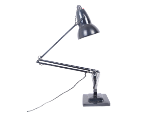 Herbert Terry - 1950s/1960s anglepoise table lamp / bedside lamp,&nbsp;having a black aluminium pendant shade with cooling ho