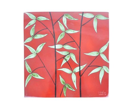 Sylvia Whitehead for Poole Pottery - A large Contemporary glazed ceramic pottery wall art panel / tile having hand painted de