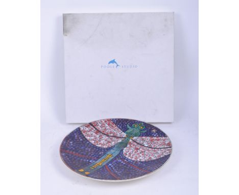 Tony Morris for Poole Pottery - A large late 20th century 1990s studio art pottery charger plate hand decorated with a large 