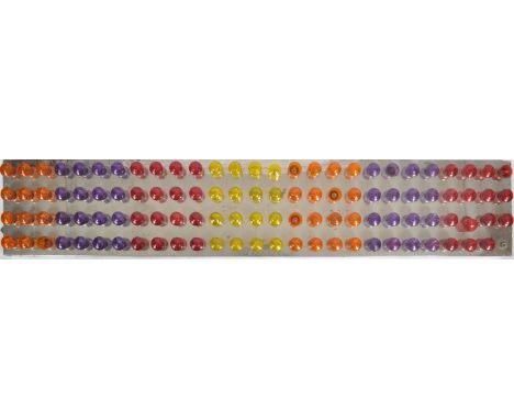A large 20th Century fairground / funfair multi coloured light panel featuring multiple coloured bulb shades fixed upon a chr