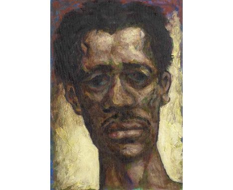 Sudhir Patwardhan (B.1949)Small Head circa early 2000sacrylic on canvas mounted on board, framed33.5 x 23.5cm (13 3/16 x 9 1/