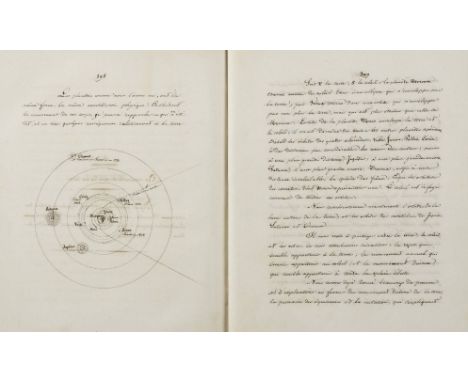 French Astronomy Manuscript. Cours de Cosmographie, 1838,  a bound French manuscript volume containing 436 pages of neat manu
