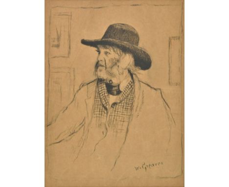 *Greaves (Walter, 1845-1930). Portrait of Thomas Carlyle (1795-1881), pen and black ink, with black wash, heightened with whi