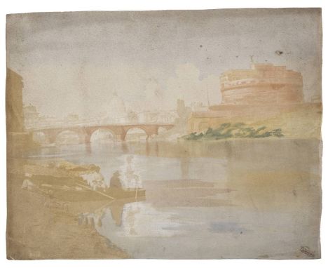 *Anderson (James Isaac Atkinson, 1813-1877, attrib.). View of St Peter's Basilica and the Castel Sant'Angelo and the Tiber, c