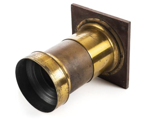 *Voigtlander Petzval Camera Lens. Early Petzval portrait plate-camera lens made by Voigtlander & Sohn circa 1857,  engraved "