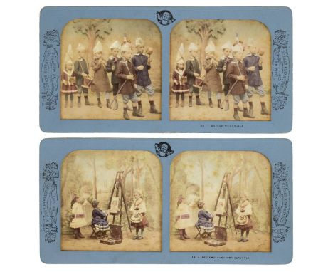 *Stereoviews. A group of 100 French tissue hold-to-light albumen print stereoviews, circa 1860s,  people and genre scenes, et
