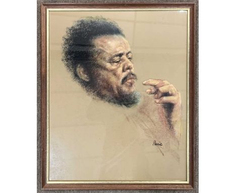 Ken Paine (British,1926-2020),' Portrait of the artist in Paris', (signed copy of original), 'Contemplation', pastel portrait