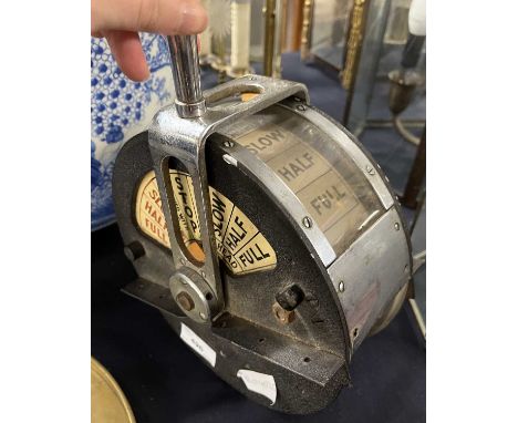 A vintage ships telegraph of circular form, approx 8 inch diameter, formerly mounted to a larger piece, no makers marks appar