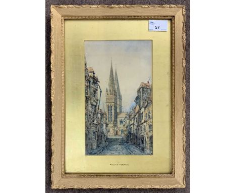 William Gawin Herdman (British, 1805-1882), inscribed on verso "Cathedral at Quimper", watercolour, signed and dated 1878, 14