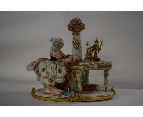 A large Capodimonte porcelain model entitled Pianiste, sculpted by Giovanni Galli with factory mark and artists signature, 35