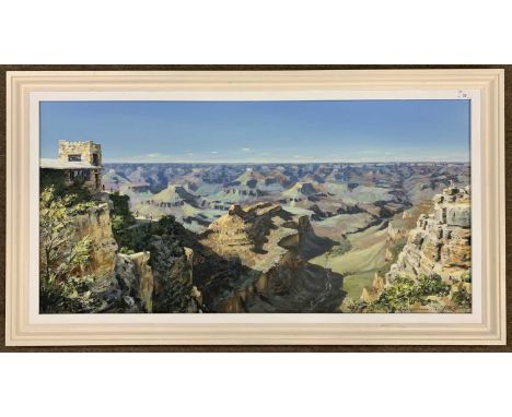 M. Peake (British, contemporary), Look Out Studio, Grand Canyon, Arizona, acrylic on board, signed and dated '04, 52x116cm, f