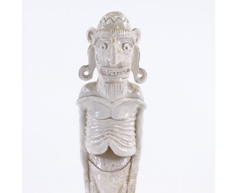 A Moai Kava Kava white glaze ceramic Tribal figure, height 23cm 