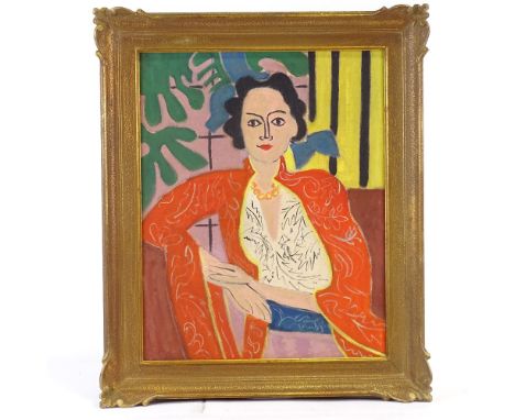 Oil on canvas, modernist portrait, unsigned, 20" x 16", framedVery good condition 