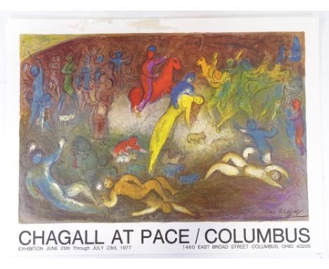Marc Chagall, 2 offset colour lithograph posters for Pace Gallery, 1976 and 1977, sheet size 32" x 24", unframedVery good con