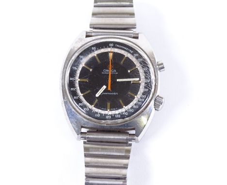 OMEGA - a Vintage stainless steel Seamaster Chronostop mechanical chronograph wristwatch, model no. 145.007,  black dial with