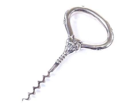 COHR ATLA - an Art Nouveau Danish silver plated corkscrew, ribbed Fleur-de-Lis stem, maker's marks ATLA, overall length 16cmV