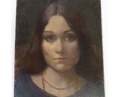R Benham, oil on board, portrait of a girl, signed and dated '74, 12" x 10", unframedVery good condition 