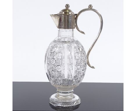 A Victorian silver mounted cut glass claret jug, hallmarks Sheffield 1883, makers mark F.C., height 26cm.Good overall conditi