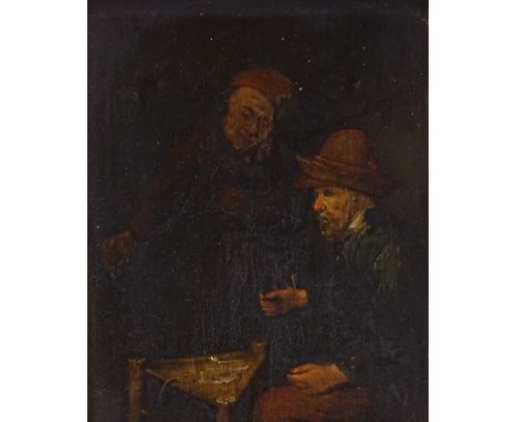 18th century Dutch School, oil on panel, tavern scene, unsigned, 8.5" x 7", framedVery good condition, no splits, no sign of 