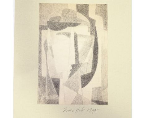 Fritz Huf (1887 - 1970), lithograph, abstract portrait, 1947, signed in pencil, image 8" x 5.25", unframedSlight paper discol