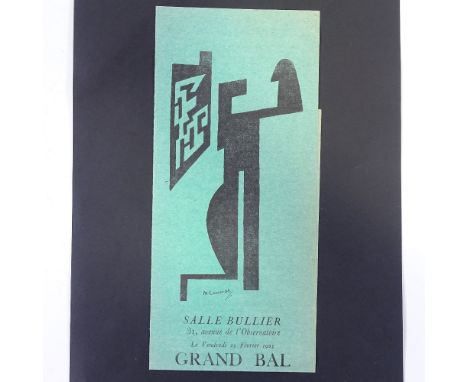 Russian constructivism, Mikhail Larionov (1881 - 1964), Grand Bal Travesti Transmental ,1923 lithograph, sheet size 11.5" x 5